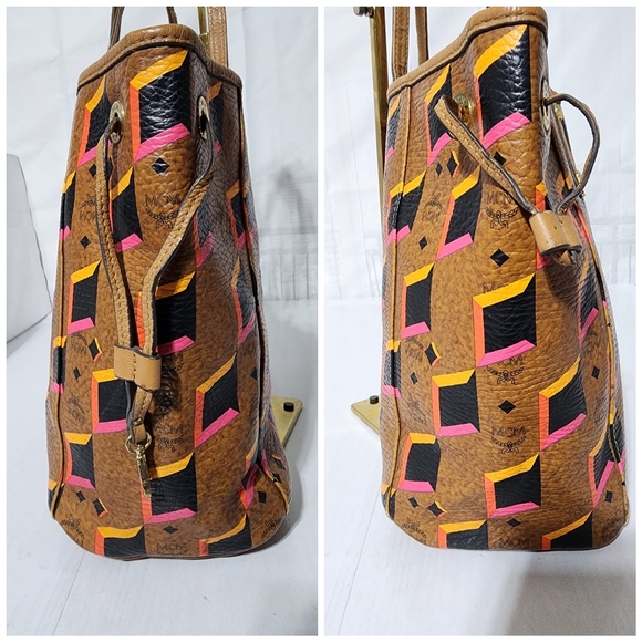 MCM Brown and Pink Geometric Tote - Picture 6 of 13